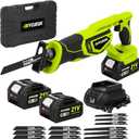 21V Reciprocating Saw, Brushless 27mm with 2 x 4.0Ah Battery & 12 Blades, 3500 SPM Power, Tool-Free Blade Change for Wood & Metal