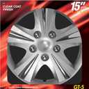 Custom Accessories 4-Pack 15" SGT-5 Wheel Covers, Replacement Hubcaps for Cars, Trucks, SUVs Silver/Chrome