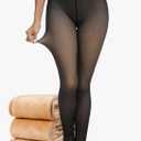 CHRLEISURE Women's Fleece Lined Tights - Fake Sheer Warm Pantyhose Thick Winter Leggings, M