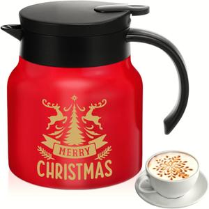 Mimorou Christmas Hot Chocolate Dispenser Red 27 oz Hot Cocoa Bar Supplies Winter Stainless Steel Double Wall Thermal Water Carafe for Keeping Chocolate Coffee Milk Party Favors Supplies