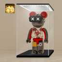 LANSCOERY Small Acrylic Display Case with Adjustable Yellow/White/Warm LED Light, UV Protection Clear Display Box, Dustproof Showcase for Action Figures, Models, Collectibles - 4.7x4.7x6 inch