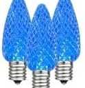 Novelty Lights 25PK C9 LED Faceted Ultra Bright Dimmable Outdoor Christmas Light Replacement Bulbs, LED Replacement Bulbs, Outdoor Light Bulbs String Light Bulbs (Blue)