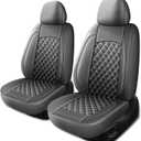 Leather Car Seat Covers, Breathable and Waterproof Napa Leather Automotive Seat Cover, Universal Interior for Cars,Sedans, SUVs, Vans, Trucks (2 Pieces, Front Seat, Grey)