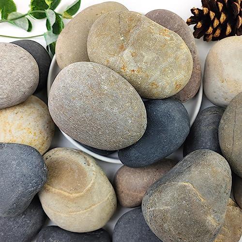YISZM 40lbs Natural River Rocks, 3"-4" Premium Pebbles for Garden and Landscape Design, Hand-Picked Smooth Stones for Fish Tank, Flower Pots, Indoor Water Fountains, Pathways, Backyard