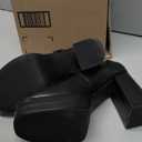 Coutgo Women's Platform Mary Jane Pumps Two Strap Square Toe Chunky Block Heel Sandals Party Shoes (6 1/2, Black)