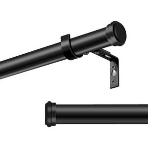 Adjustable Black Curtain Rod Set, 1-Inch Diameter, Heavy-Duty, Easy Installation - Curtain Rods for Windows 72 to 144 Inches(Black,30-144")