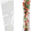 100 Pcs Cellophane Bags, 2x12 Inches Self Sealing Treats Bags, Pretzels Individual Bags, Clear Cellophane Bags for Pretzel Rods Candies Snacks Cookies, Transparent