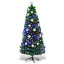 5ft Pre-Lit Fiber Optic Artificial Christmas Tree W/Multicolor Lights Snowflakes - Green