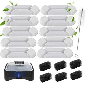 UPSKY 2.25Gal Elevated Dog Water Fountain Filters - 13 Replacement Filters, 6 Pre-Filter Sponges & 1 Cleaning Brush