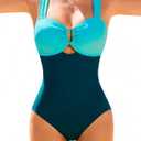 Jolefille One Piece Swimsuit Women Tummy Control Slimming Full Coverage Bathing Suit Teens Push up Shapewear Modest Swimwear L