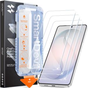 SMARTDEVIL 3 Pack for Samsung Galaxy S26 Plus Screen Protector, Finger Print Reader Compatible, Fast & Easy Installation, Clear 9H Tempered Glass Film, Alignment Frame [Dust-Free & Bubble-Free]