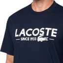 Lacoste Mens Crew Neck Short Sleeve Classic Fit Branding T-Shirt (Small, Navy Blue)
