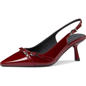 Kitten Heels for Women Closed Pointed Toe Heels Patent Leather Low Heel Slingback Dress Shoes Feature Adjustable Buckle for Date Party Work Office Comfortable Sexy Pumps Shoes 9