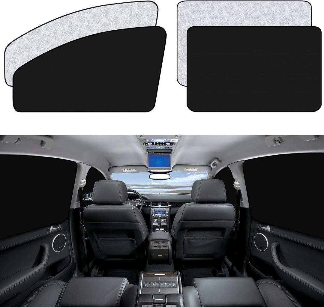 ZATOOTO Car Window Sun Shades Covers - 4 Pcs Magnetic Privacy Side Sunshades Blackout Auto Camping Curtains Accessories for Sleeping Family and Women Men Kids Baby (Front Back-4)