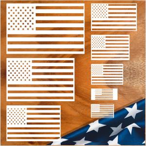 Pkqon Large American Flag Stencil Star Stencils for Painting 50 Stars Military Template for Flag Patriotic Wood Burning Stencils for Spray Painting on Shirt Project Crafts Wooden (Flag one)