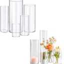 5pcs Glass Vase Cylinder Vases for Centerpieces Small Flower Glass Clear Vases Home Decor Centerpiece Table Flower Vase Decorations for Wedding DecorationHoliday Mixed Sizes Tall (5Pack-4+6+7.5+8+10Inches)