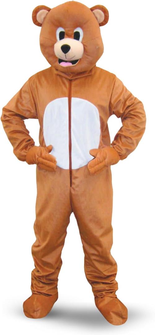 Dress Up America Bear Mascot Costume - Full Body Animal Suit for Kids & Adults - Includes Jumpsuit & Mask (X-Large, Brown)