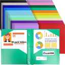 60 Pack Plastic Folders with 3 Prongs Fasteners, 20 Colors 2 Pockets Folders with Brads & Business Card Holder for Letter Size Paper, Heavy Duty Folder for School Home Office and Business