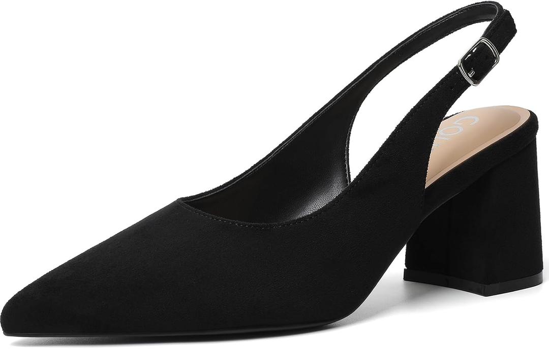 Mostrin Block Slingback Heels for Women Pointed Closed Toe Chunky Heels Office Work Shoes Women's Pumps for Business Casual (6)