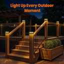 Brightever 4x4 3.5x3.5 Solar Post Cap Lights, 12-Pack Solar Powered Fence Post Light Outdoor Waterproof for Vinyl/Wooden Post, 2 Modes(Warm/Cool Light), Black Solar Deck Post Lights for Patio, Porch