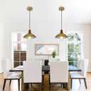 Pendant Lights Kitchen Island 2 Pack 9.84 Vintage Pendant Lighting Textured Glass Shade Small Hanging Lights Fixture Single Farmhouse Chandelier for Dining Room Bedroom Bar, Adjustable Height (gold and wood)