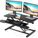 FITUEYES Height Adjustable Standing Desk 36 Wide Sit to Stand Converter Stand Up Desk Tabletop Workstation for Laptops Dual Monitor Riser Black SD309101WB