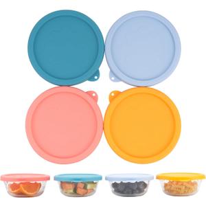 4 PCS Silicone Replacement Lids for Pyrex Glass Custard Cups 10oz, Reusable Silicone Lids for Food Storage, Food Covers, Dishwasher Freezer Microwave Safe (Container NOT Included)