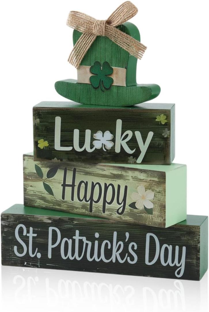 St. Patrick's Day Wooden Tabletop Decor,Happy St. Patrick's Day Wood Sign For Indoor Home Decoration