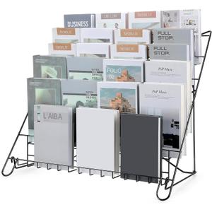 Gejoy 6 Tiered Book Display Rack Wire CD Display Rack Book Signing Table top Magazine Countertop Holder Retail Literature Brochures Holder(Black)