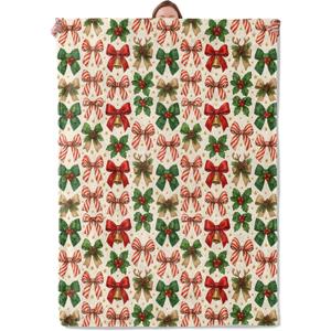 Christmas Bow Blanket Gifts for Women Adults Girls Kids, Funny Elegant Red Green and Gold Holiday Bows Flannel Blankets for Bedroom, Camping, Couch, Room Decor, Fuzzy Warm Soft Cozy 50 x 60 in