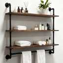 Industrial Pipe Shelving Pine Shelf,Pipe Shelves with Wood Planks,Wall Mounted Bookshelf,Floating Bar Shelves(3 Tier 48In)