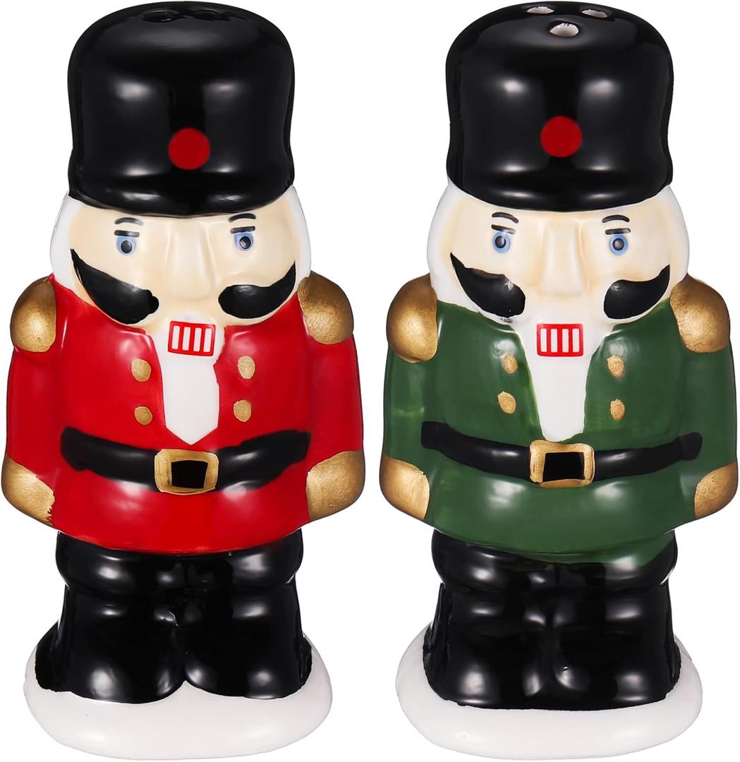 Baderke Christmas Nutcracker Soldiers Salt and Pepper Shaker Set Red Green Salt and Pepper Shaker Set Christmas Gift Home Xmas Kitchen Table Decorations