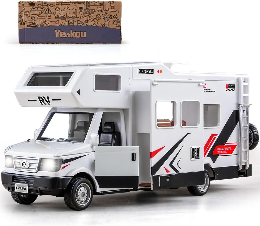 Camper Van Adventure Toy  Vacation Toy Push and Go RV Toy with Light and Sound, Camper Van Gifts for Kids, Boys and Girls Age 3+
