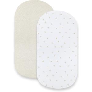 Bassinet Sheet, Infant Fitted BEESNUG Cover, 100% Organic Cotton, Soft Unisex Newborn Essentials for All Standard Oval or Rectangle Bassinet Bed Pads or Mattresses - 15 x 33 Inches, Golden Bee