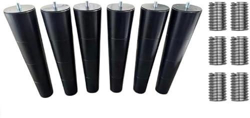 12 inch Tempurpedic Tapered Adjustable Base Legs Set of 6, M8 & M10 Threading.