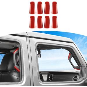 RT-TCZ for Wrangler JL A B Pillar Grab Handles Cover Trim Red for Jeep Wrangler JL JLU Gladiator JT 4 Door 2018-2023 Red Interior Accessories