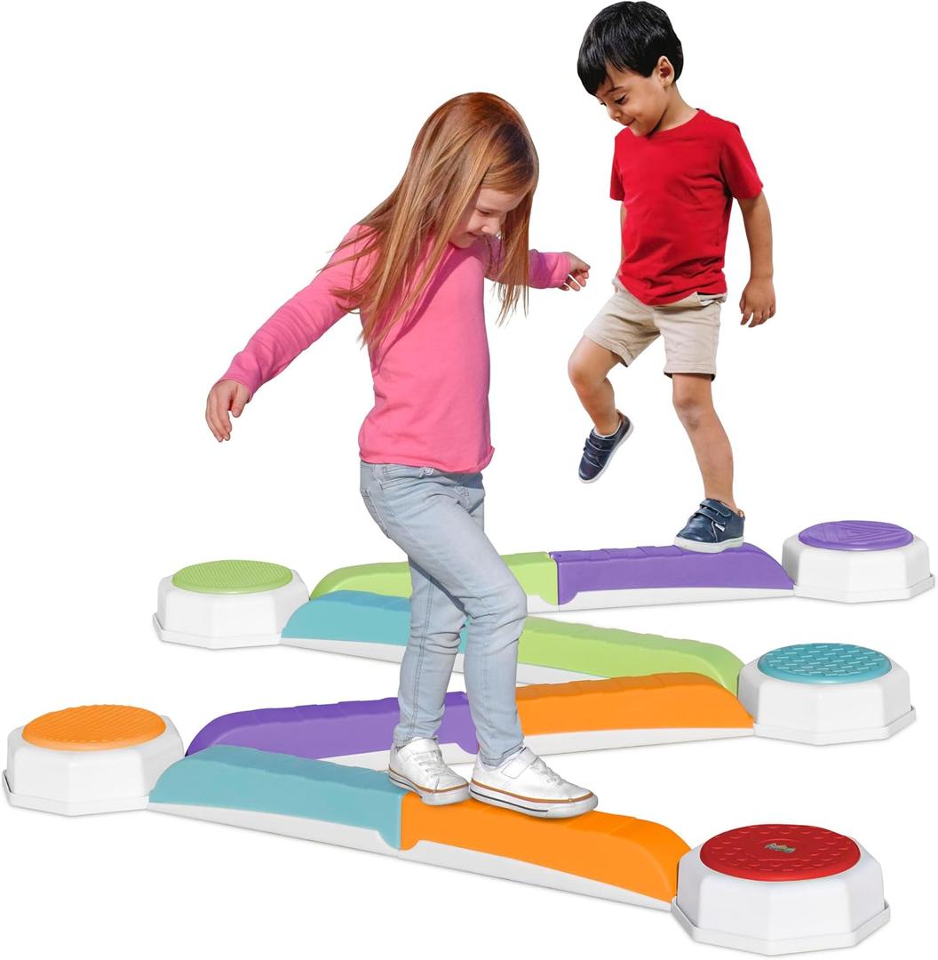 Balance Beam and Toddler Stepping Stones for Kids 13 Pieces, Sensory Play Toys for Toddlers, Indoor or Outdoor Play, Easy Stackable Storage, Medium