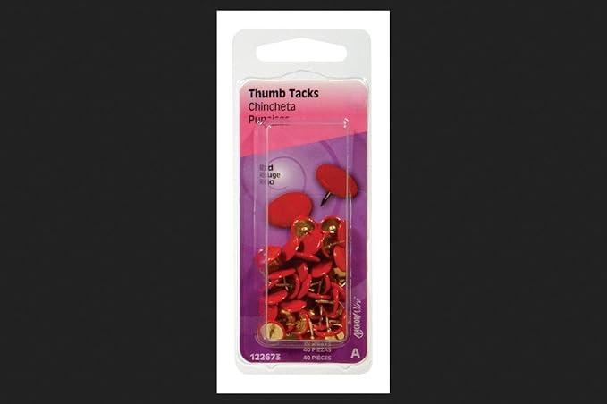 3 Pack Hillman Thumb Tacks 3/8" 5/16" Steel Red Polybox