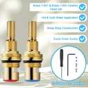 Brass 1-001 & Brass 1-002 Ceramic Valve Cartridge, Compatible with Cold widespread Cartridge and Hot widespread Cartridge, Brass Construction, include Brass 1-001 & Brass 1-002