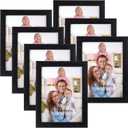 Giftgarden 6x8 Picture Frame 7 Pack, 6 by 8 Black Photo Frames Set for Wall or Tabletop Display