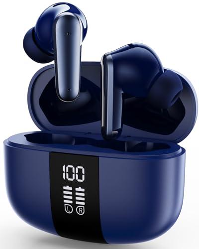 Studio-Quality Wireless Ear Buds with Deep Bass & Enhanced Audio Clarity, Bluetooth 5.4, 10-Year Lifespan Earbuds, ENC Noise Cancelling Calls, Secure Fit Memory Foam Tips, IPX6 Waterproof (Blue), Set of 2