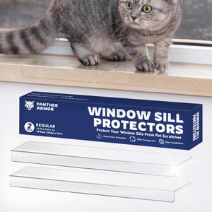 Panther Armor Regular Window Sill Protector for Pets, 2-Pack for Dog & Cat Scratch Protection, Fits 14.75" x 3.25" Windowsills. Scratch-Resistant, Durable & Transparent, Easy Peel & Stick Installation