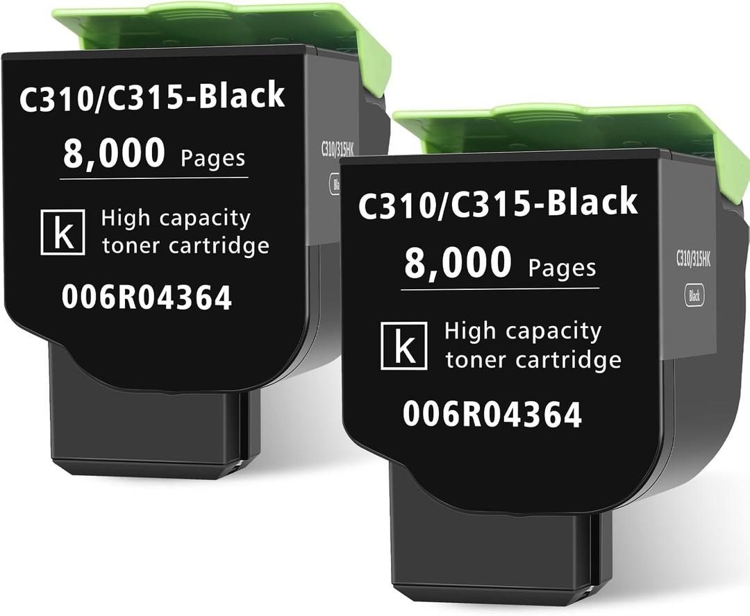 for Xerox C315 C310 Toner Cartridge Black 2 Pack 8000 Pages Extra High Capacity Replacement 006R04364 Compatible 006R04356 Standard Ink Cartridge for Xerox C315DNI C310DNI Color Printer(2 Pack,Black)