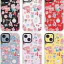 for iPhone 14 Case, Coastal Romance Collage Pattern with Pink Motifs, Military-Grade Drop Protection, Trendy Glamorous Soft Slim TPU Protective & Camera Protection for Women Girls