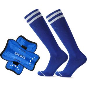 Soccer Shin Guards and Socks for Kids Youth Lightweight Protective Defender Gear for 4-18 Years Old Toddler Children Boys Girls Soccer Equipment (Small, Blue)