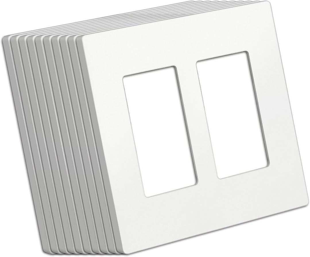 BESTTEN (10 Pack) USWP4 Matte White Series 2-Gang Decor Screwless Wall Plate, Decorator Outlet Cover, H4.69 x W4.73, for Light Switch, Dimmer, USB, GFCI, Receptacle, UL Listed
