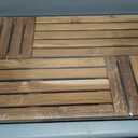 Utoplike Teak Wood Bath Mat, 32 x 20 inch Large Wooden Shower Mat for Bathroom, Non Slip Wood Floor Sturdy Mat for Inside Shower Luxury Spa Home or Outdoor