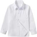 Boys' Long Sleeve Dress Shirt, Button Down Solid Casual Shirt (7, White)