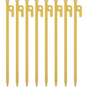8 Pack Tent Stakes Heavy Duty 12 inch Steel Tent Pegs for Camping Unbreakable and Inflexible (Yellow)