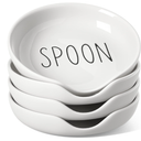 LE TAUCI Spoon Rest for Stove Top, Set of 4 Ceramic Spoon Holder for Kitchen Counter, 5-Inch Heat Resistant Utensil Rest for Cooking Spatula, Whisks, Ladle, Dishwasher Safe, Oyster White